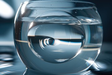 Poster - A glass bowl filled with water, a smaller sphere of water is submerged within, creating a captivating optical illusion.