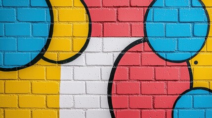 Poster - Vibrant Geometric Brick Wall Patterns in Colorful Abstract Design