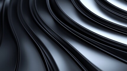 Poster - Abstract Background, Black and White Wavy Lines, Modern Minimalistic Design, 3D Render