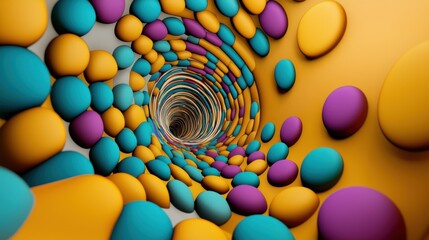 Poster - Colorful Spiral Tunnel of Surreal Geometric Shapes and Patterns
