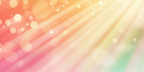 Leinwandbilder - A soft pastel backdrop featuring sunbursts and bokeh highlights. The design is minimalistic, providing plenty of space for text. This is seen from a flat lay angle.