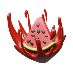 Wall Mural - 3d illustration Watermelon slice with splash