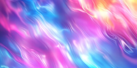 Leinwandbilder - A vibrant, abstract holographic background features striking neon colors. It includes a blurred texture with seamless transitions, predominantly in shades of pink, blue, and purple.