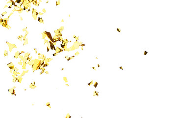 Wall Mural - Golden Foil Confetti Scattered on Transparent Background