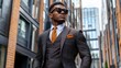 © ADD PHOTO - Well Dressed African American Businessman Walking in the City