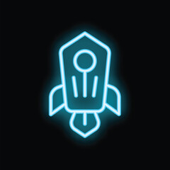 Poster - Neon sign of a rocket launching, representing concepts such as startup, innovation and technology