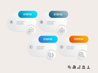Wall Mural - simple shape infographics timeline business workflow background with business icon 4 steps for repor