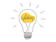 © queensha studio - Light bulb with idea in one continuous line drawing. Brainstorm symbol and creative mind concept in simple linear style. Editable stroke. Vector illustration eps 10