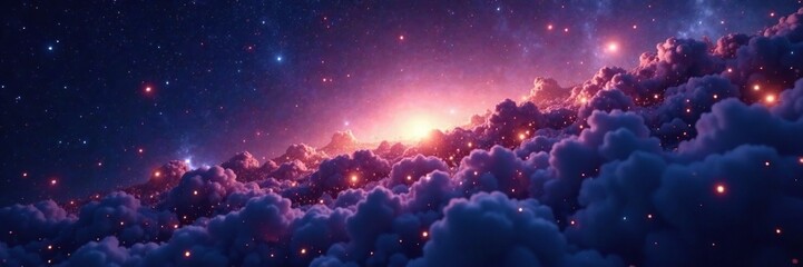 Wall Mural - gently glowing nebula illuminates the night sky, universe, dark