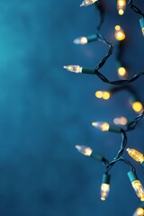 Poster - Colorful holiday lights glowing in a dreamy blue atmosphere at nighttime