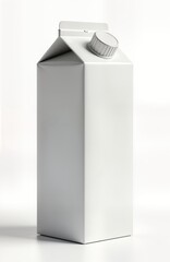Aufkleber - Blank white juice milk carton mock-up isolated on white background. Realistic 3D product packaging design template for branding product promotion. Empty carton ready for design, suitable for