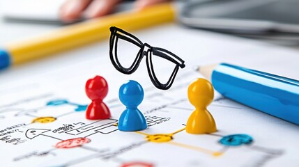 Poster - Collaborative brainstorming session with office supplies and digital gadgets on a workplace desk