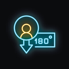 Poster - Neon icon representing a person experiencing a sudden and drastic temperature drop of 180 degrees