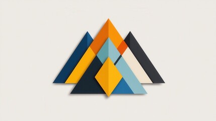 Poster - Minimalist Geometric Triangles Composition In Colorful Flat Style For Abstract Background Or Banner Design