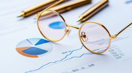 Poster - Financial Data Analysis with Eyeglasses on Business Documents