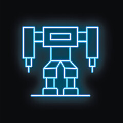 Poster - Neon sign of a robot standing with arms extended on a black background