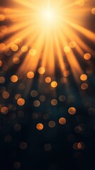 Poster - A mesmerizing burst of light with golden bokeh effects illuminating the dark background.