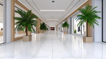 Poster - Bright and Spacious Modern Commercial Building Interior Corridor