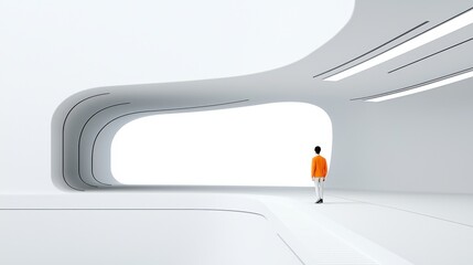 Poster - Minimalist Architectural Passage   Geometric Corridor with Curving Lines and Vanishing Perspective