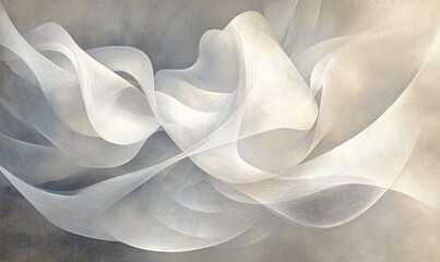 Fototapete - A white piece of fabric with a pattern of waves
