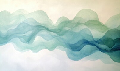 Fototapete - A painting of a wave with blue and green colors