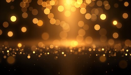 Aufkleber - Glamorous abstract gold bokeh wallpaper perfect for celebrations like Oscars in Hollywood. Illuminated golden lights create dazzling, bright atmosphere. Generative AI illustration ideal for