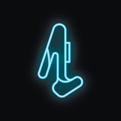 Poster - blue neon sign of a vacuum cleaner glowing on a black background