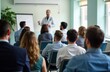 © Pete - Medical workshop session with group of participants. Doctor giving presentation. Attendees listen attentively. Learning environment. Pro training. Health care professionals attend workshop.