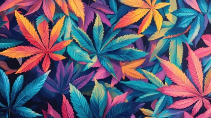 Poster - Vibrant Leaves in Vivid Colors Displayed in a Stunning Pattern