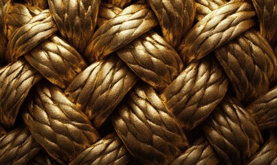 A gold colored rope with a pattern of gold and brown