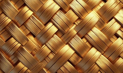 Canvas Print - A gold woven fabric with a pattern of gold and brown