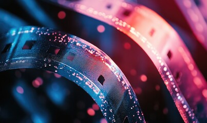 Fototapete - A blue and red striped object with a lot of dots