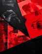 © hardvicore - Vintage black and red collage background. Grunge art. Abstract textures and shapes.