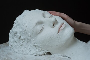 Poster - A human hand caressing the face of another, emphasizing the tenderness of touch and the natural textures of skin