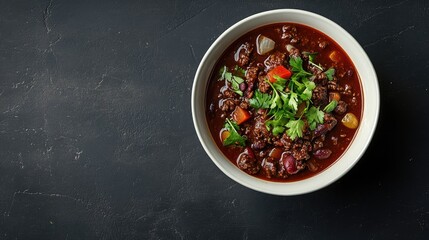 Wall Mural - Delicious Homemade Chili with Beans Fresh Vegetables and Herbs