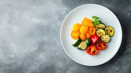 Wall Mural - Colorful Assortment of Grilled Vegetables on White Plate