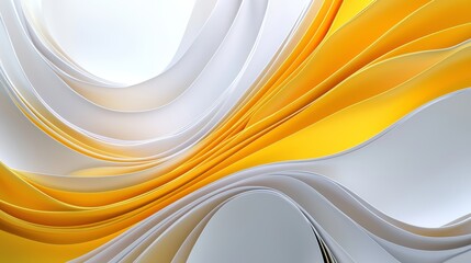 Poster - Yellow and white curved lines are creating a visually appealing abstract composition, flowing smoothly and harmoniously against a bright background, suggesting a sense of elegance and dynamism