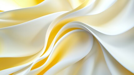 Poster - Smooth, undulating shapes in shades of yellow and white create a mesmerizing abstract composition, evoking a sense of fluidity and movement
