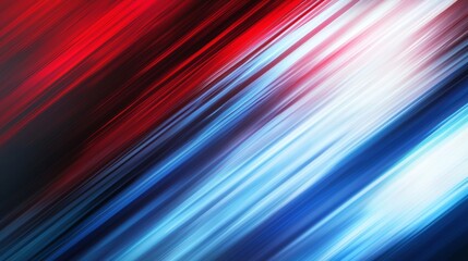 Poster - Diagonal lines of light in shades of red, white and blue create a dynamic and vibrant abstract background, perfect for technology, speed, or modern design concepts