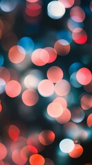 Poster - Blurred christmas lights creating a beautiful bokeh effect, ideal for festive backgrounds and holiday-themed designs, featuring a mix of red, blue, and white circles