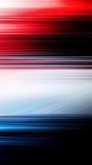 Fototapete - Horizontal lines of red, white, and blue merging together create a vibrant abstract background, evoking a sense of speed and dynamic motion with a smooth, flowing texture