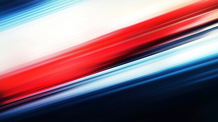 Fototapete - Diagonal lines in shades of red, white, and blue converge and blend, creating a dynamic and vibrant abstract background with a sense of motion and energy
