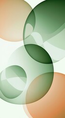 Poster - Intertwined circular shapes in shades of green and orange create a dynamic and visually appealing composition, suitable for modern and abstract design projects