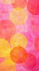 Poster - Vibrant overlapping circles in shades of pink, orange, and yellow create a visually appealing abstract background with a textured, canvas-like effect, giving a modern and artistic feel
