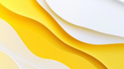 Poster - Smooth yellow and white waves creating an abstract and modern design, ideal for backgrounds and decorative projects with its flowing and seamless pattern
