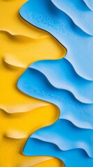 Poster - Yellow and blue cracked layers are intertwining, creating a wavy pattern with a visually striking effect, perfect for backgrounds and design projects