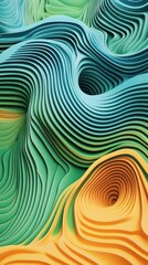 Poster - Abstract topography background forming concentric circles and wavy landscape with smooth gradients and vibrant colors, creating a visually appealing and modern design
