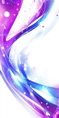 Poster - Flowing purple and blue light trails create a dynamic and luminous abstract composition against a crisp white background, evoking a sense of energy and modern elegance
