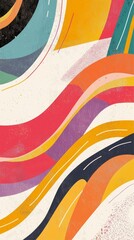 Poster - Colorful abstract background featuring flowing shapes, wavy lines, and textured details, creating a dynamic and vibrant visual with a modern and artistic feel