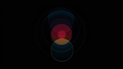 Poster - Abstract composition of overlapping and concentric circles generating a vibrant and colorful pattern against a dark background, conveying concepts of energy, focus, and connection
